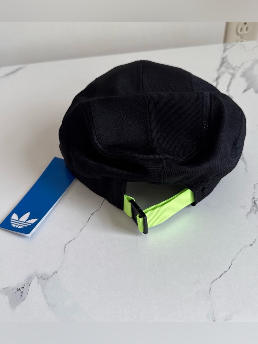 adidas Black Kids Cap with Neon Green Trefoil - Picture 3 of 7
